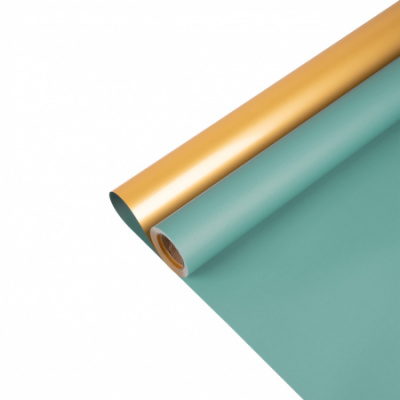 Пленка матовая двустрон Морская волна/золото 58см*10м 1 шт  