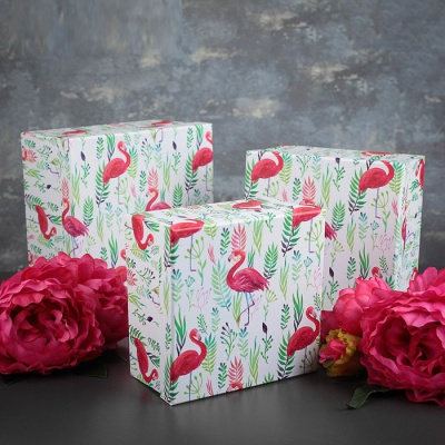 Коробка квадрат Фламинго №2 19*19*10 см 1 шт