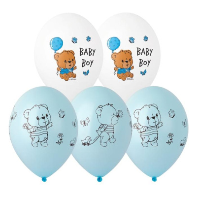 Шар с рисунком+шелк 14" Мишка малыш 25 шт Шар с рисунком+шелк 14" Мишка малыш 25 шт