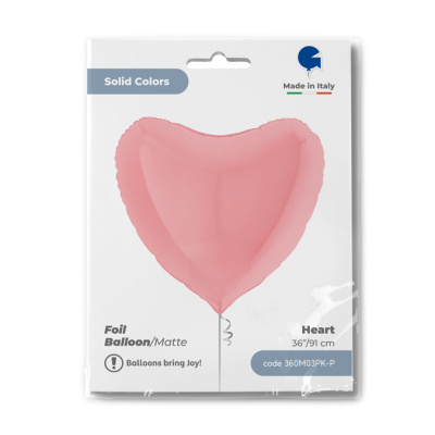 Шар фольга без рисунка Сердце 36" макарунс Нежно-розовый (Gr) в уп.
